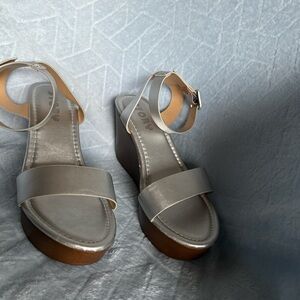 MIA Metallic Silver Wedge Sandals